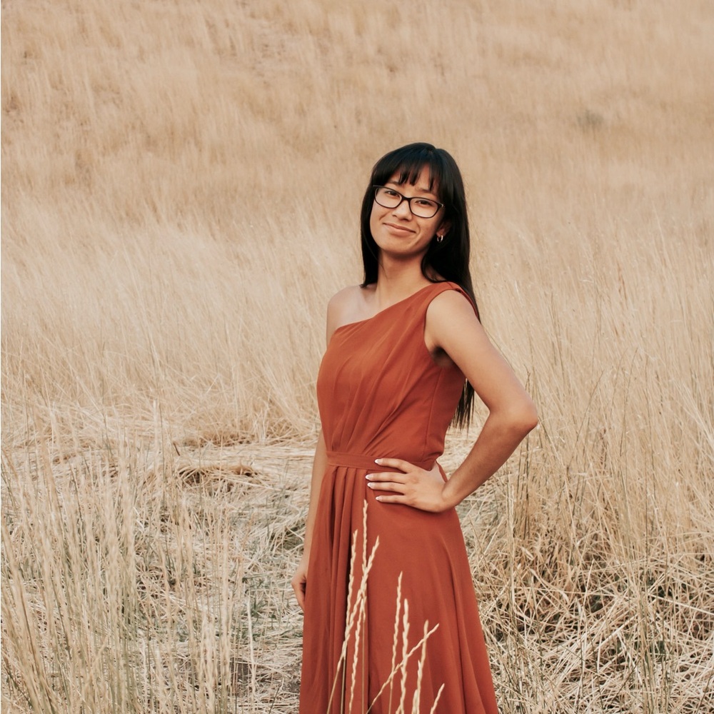 Chic One Shoulder Rust Dress - Picture 3 of 4
